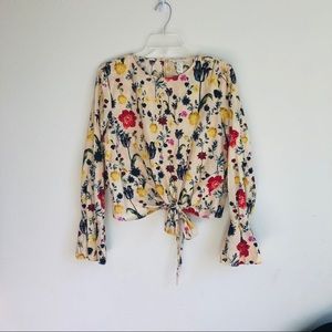 Floral bell sleeve top